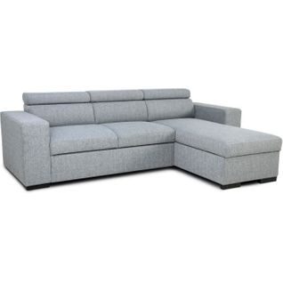Canapé D'angle Convertible Reversible Avec Coffre - 4 Pers - Vicomte - Tissu Gris - 237x76/88x167 Cm