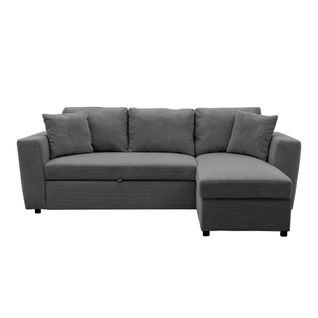 Canapé d'angle méridienne convertible HAPPY velours anthracite