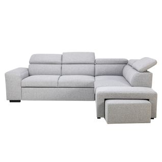 Canapé d'angle convertible méridienne réversible MAYA tissu gris