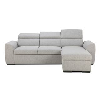 Canapé d'angle convertible méridienne réversible GUSTO tissu gris