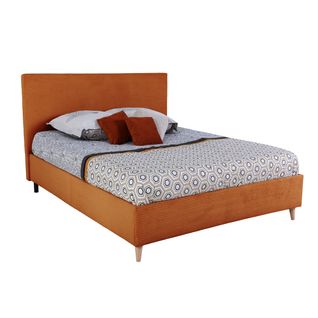 Lit 140x190 cm JAPP velours côtelé terracotta