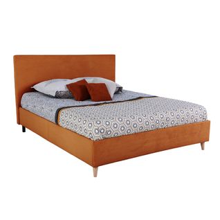 Lit 160x200 cm JAPP velours côtelé terracotta