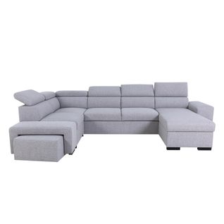 Canapé d'angle panoramique convertible réversible MAYA tissu gris