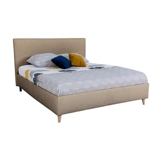 Lit 160x200 cm JAPP tissu bouclette ocre