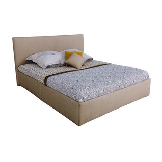 Lit coffre 160x200 cm - tissu bouclette ocre