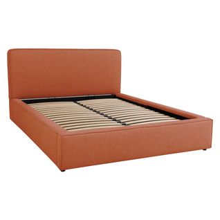 Lit coffre 160x200 cm VICTORIA tissu style terracotta