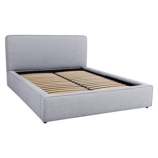 Lit coffre 160x200 cm VICTORIA tissu style gris souris