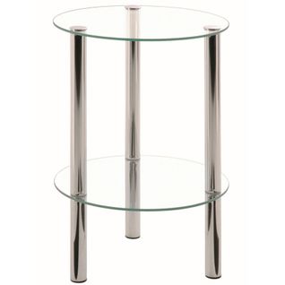 Table En Tube D'acier Verre Trempé Chromé, Hauteur 47 Cm