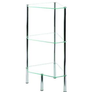 Etagère Salle De Bain En Tube D'acier Chromé Verre Trempé, Dim : L46 X P32 X H77 Cm