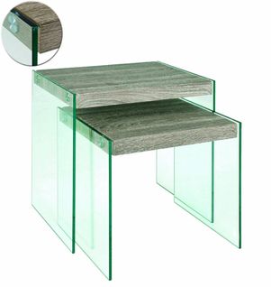 Tables D'appoint En Tube D'acier, Mdf Coloris Chêne/truffe, Dim : L40 X P35 X H35 Cm