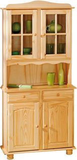 Bahut Vaisselier Vernis Naturel, Dim : 43 X 88 X 198 Cm