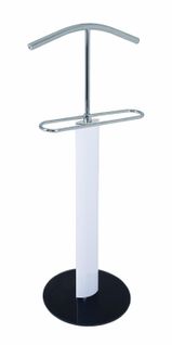 Valet De Nuit En Tube D'acier Coloris Chrome-blanc-noir, L48 X P37 X H116 Cm -pegane-