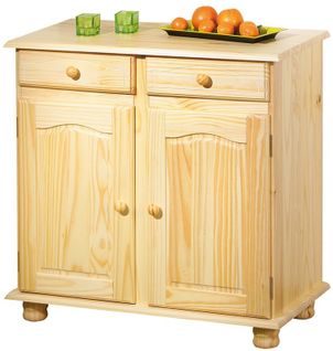 Bahut Pamima Bas 2 Portes Vernis Naturel, Dim : 43 X 88 X 87 Cm