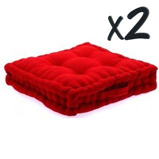 Lot De 2 Coussins De Sol En Coton Bordeaux, 40 X 40 X H8 Cm