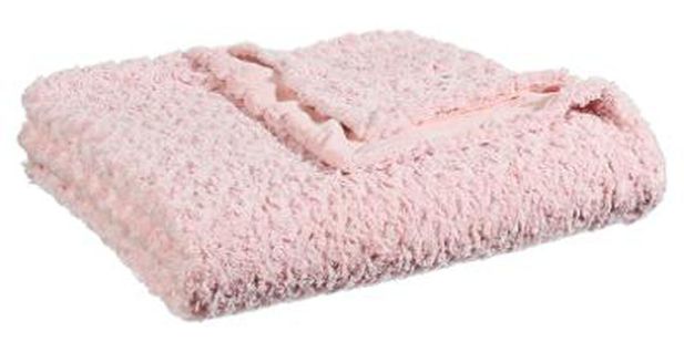 Plaid Imitation Fourrure Bouclée En Rose, L.230 X L.180 Cm