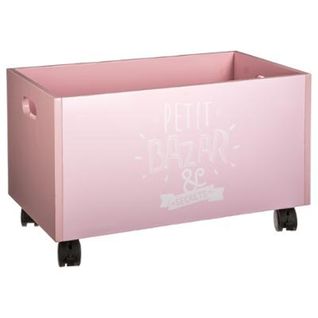 Coffre De Rangement à Roulettes Rose En Mdf - Dim : L48x L30 X H28 Cm