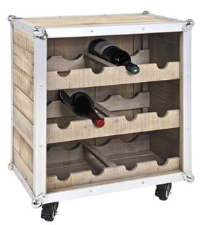 Casier à Bouteilles Coloris Pin-aluminium - Dim : L 53 X H 33 X P 63 Cm