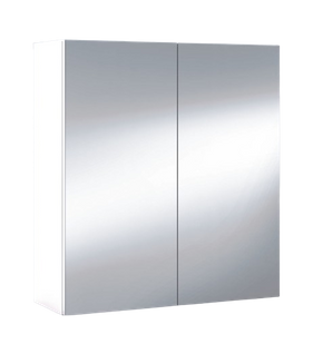 Miroir De Salle De Bain Avec Rangements 2 Portes En Blanc Brillant, 65 X 60 X 21 Cm