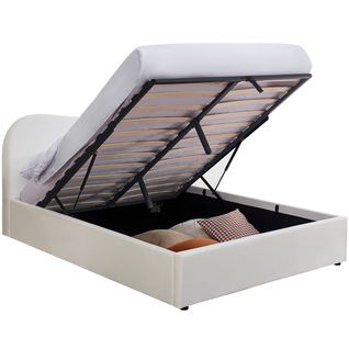 Lit Coffre Adulte 160x200 Cm Avec Tête De Lit Matelassée En Velours Beige - Suzon