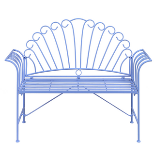 Banc De Jardin - Banc Extérieur - Banquette Cavinia 125 Cm Métal Bleu Clair