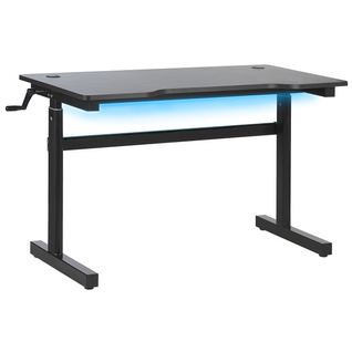 Bureau Gamer - Bureau Gaming Réglable Manuellement Durbin Noir 120 Cm 60 Cm LED Rvb