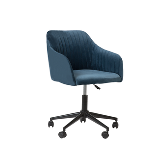 Chaise Dactylo - Fauteuil De Bureau Venice Velours Bleu Marine