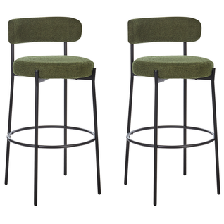 Lot De 2 Tabourets De Bar - Chaises De Bar Allison Bouclé Vert
