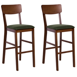 Lot De 2 Tabourets De Bar - Chaises De Bar Ambler Bois Marron Foncé/vert