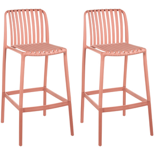 Lot De 2 Tabourets De Bar - Chaises De Bar Ariccia 2 En 1 Matière Synthétique Rouge Clair