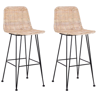 Lot De 2 Tabourets De Bar - Chaises De Bar Cassita Rotin Naturel