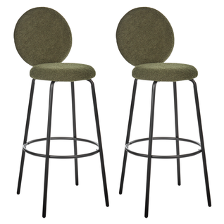 Lot De 2 Tabourets De Bar - Chaises De Bar Emery Bouclé Vert Foncé