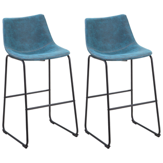 Lot De 2 Tabourets De Bar - Chaises De Bar Franks Bleu Azur