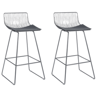 Lot De 2 Tabourets De Bar - Chaises De Bar Fredonia Métal Argenté