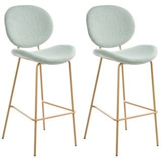 Lot De 2 Tabourets De Bar - Chaises De Bar Luana Bouclé Vert Clair