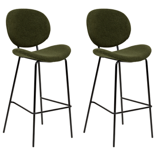 Lot De 2 Tabourets De Bar - Chaises De Bar Luana Bouclé Vert Foncé