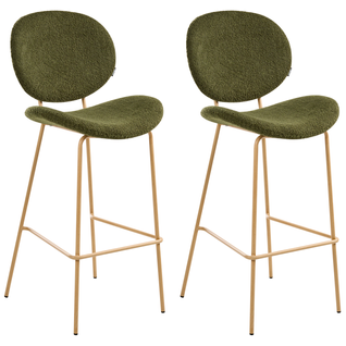 Lot De 2 Tabourets De Bar - Chaises De Bar Luana Bouclé Vert Foncé