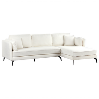 Canapé D'angle 3 Places - Canapé Réversible Altan Bouclé Blanc Cassé Côté Gauche