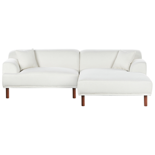 Canapé D'angle 3 Places - Canapé Réversible Holt Bouclé Blanc Côté Gauche