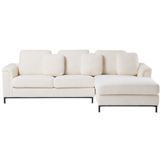 Canapé D'angle 4 Places - Canapé Réversible Oslo Bouclé Blanc Côté Gauche