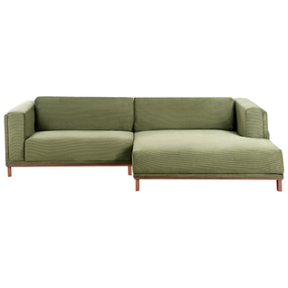 Canapé D'angle 4 Places - Canapé Réversible Veng Velours Côtelé Vert Côté Gauche