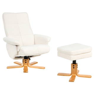 Fauteuil Inclinable - Fauteuil Relax Epse Bouclé Blanc Cassé