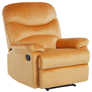 Fauteuil Inclinable - Fauteuil Relax Eslov Repose-pieds Inclus Velours Moutarde