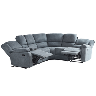 Canapé D'angle Relax Manuel 5 Places Canapé Relaxation Rokke Tissu Gris Côté Gauche