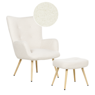 Fauteuil Relax Fauteuil De Salon Vejle Bouclé Blanc Cassé