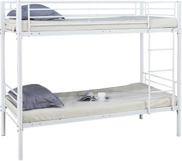 Lit Superposé Dixie 90x200cm - Métal - Blanc Mat