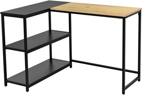 Bureau Det#039;angle Schmitt - 110x80x76cm - Avec Rangement - Décor Chêne/noir