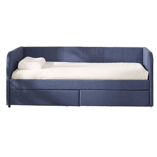Lit Banquette Spector - 90 X 200 Cm - Avec Tiroirs De Rangement - Tissu Bleu