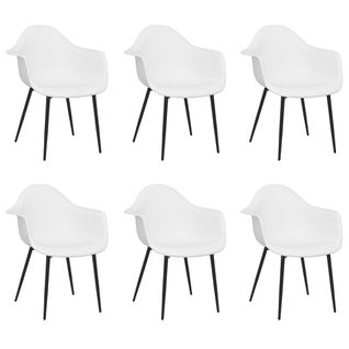 Lot De 6 Chaises De Salle à Manger - Chaises De Cuisine Blanc Pp