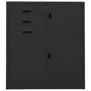 Armoire De Bureau - Rangement Bureau - Meuble Bureau Anthracite 90x40x102 Cm Acier