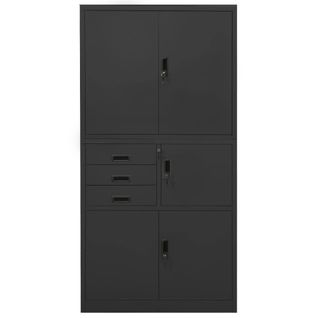 Armoire De Bureau - Rangement Bureau - Meuble Bureau Anthracite 90x40x180 Cm Acier
